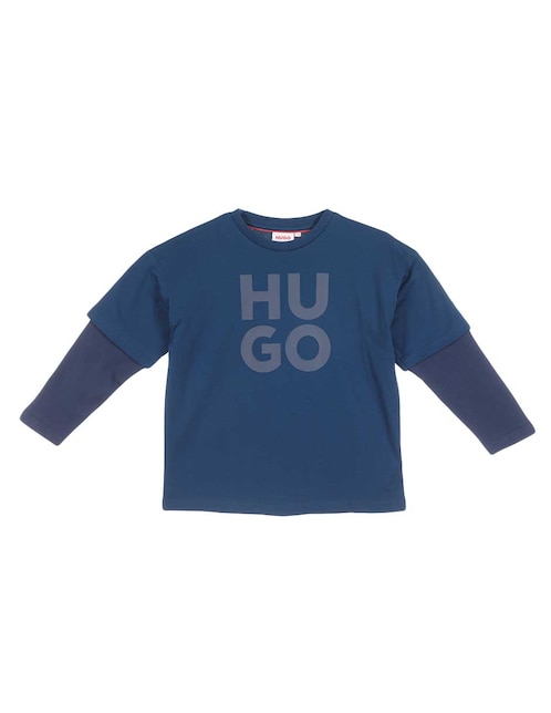 HUGO Camiseta de manga larga niÑa azul 