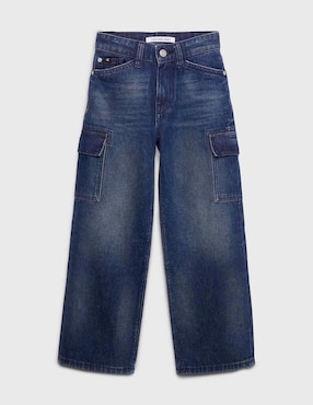 Jeans cargo campana Calvin Klein lavado obscuro para niño