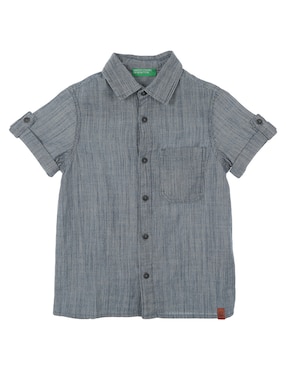 Camisa Casual Benetton De Algodón Manga Corta Para Niño