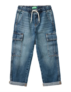 Jeans Straight Benetton Deslavado Para Niño