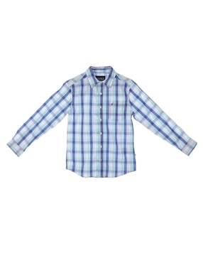 Camisa Casual Nautica De Algodón Manga Larga Para Niño