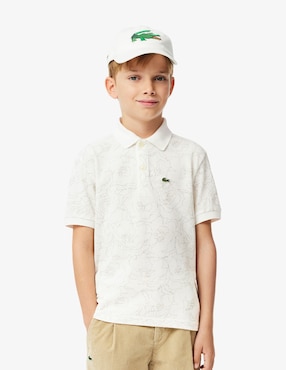 Playera Tipo Polo Lacoste De Algodón Para Niño