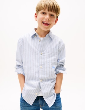 Camisa casual Tommy Hilfiger de algodón manga larga para niño