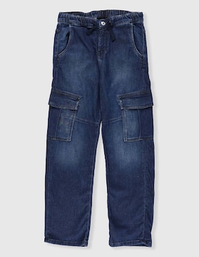 Jeans cargo straight Guess lavado stone wash para niño