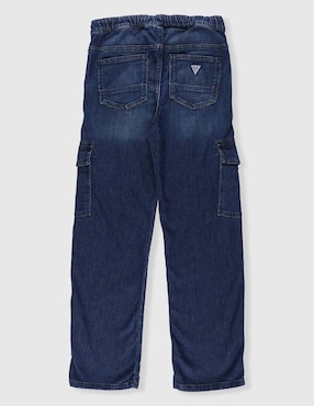 Jeans cargo straight Guess lavado stone wash para niño