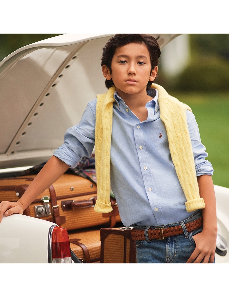 Camisa casual polo ralph lauren de algodón manga larga para niño 5