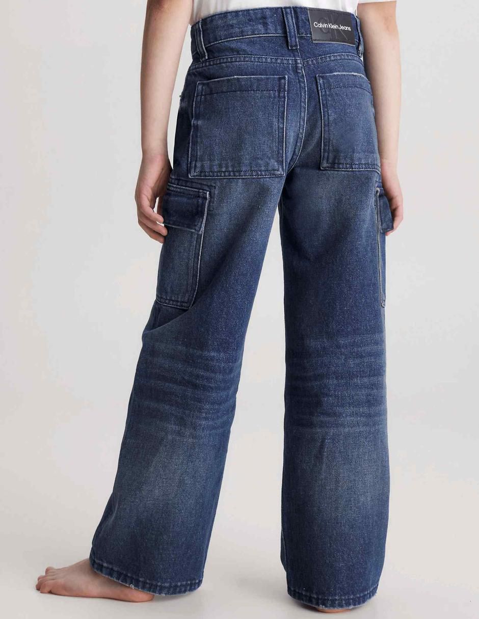 Jeans cargo campana lavado obscuro para niño 2