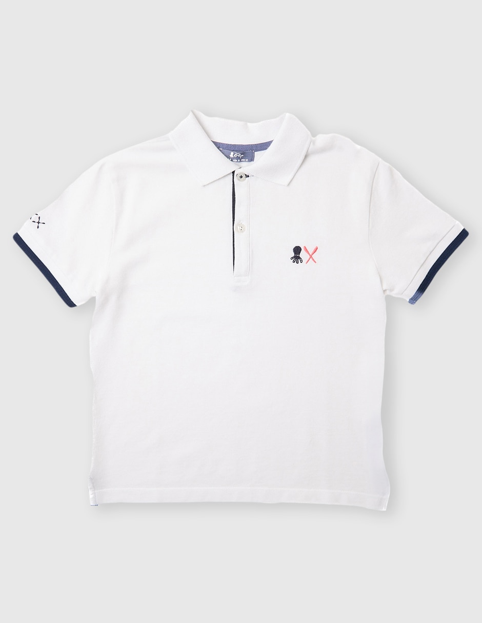 Playera tipo polo de algodón para niño