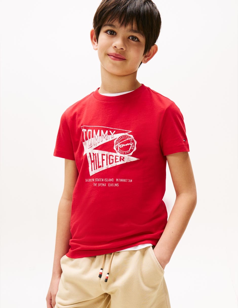 Tommy Hilfiger Playera Roja Estampada Playera Tipo Polo Tommy