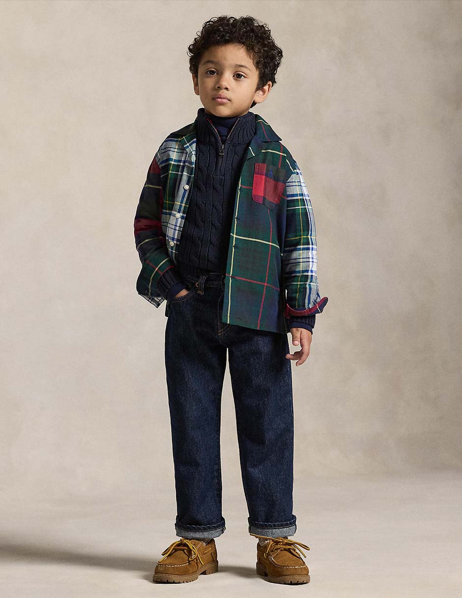 Camisa casual de algodón manga larga para niño 4