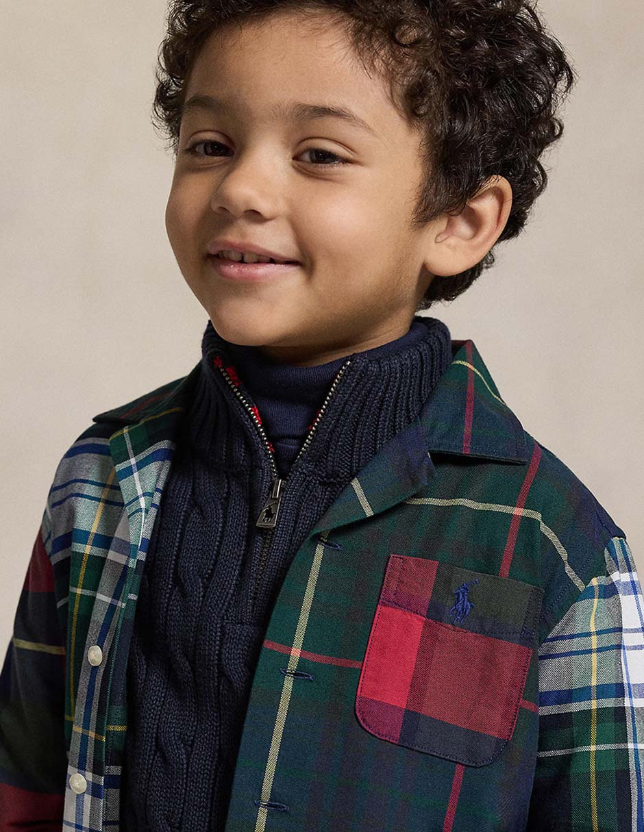 Camisa casual de algodón manga larga para niño 5