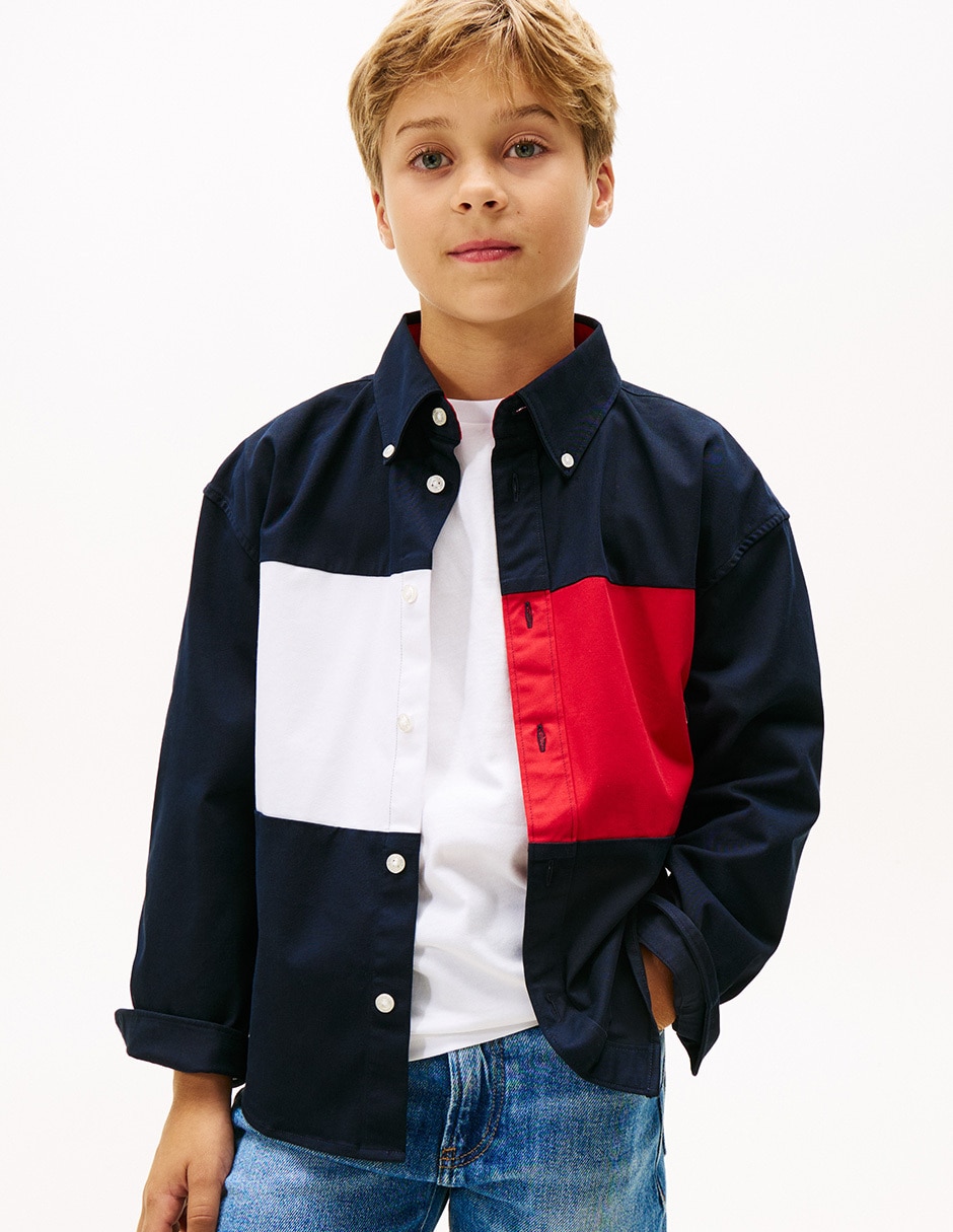 Camisa casual de algodón manga larga para niño