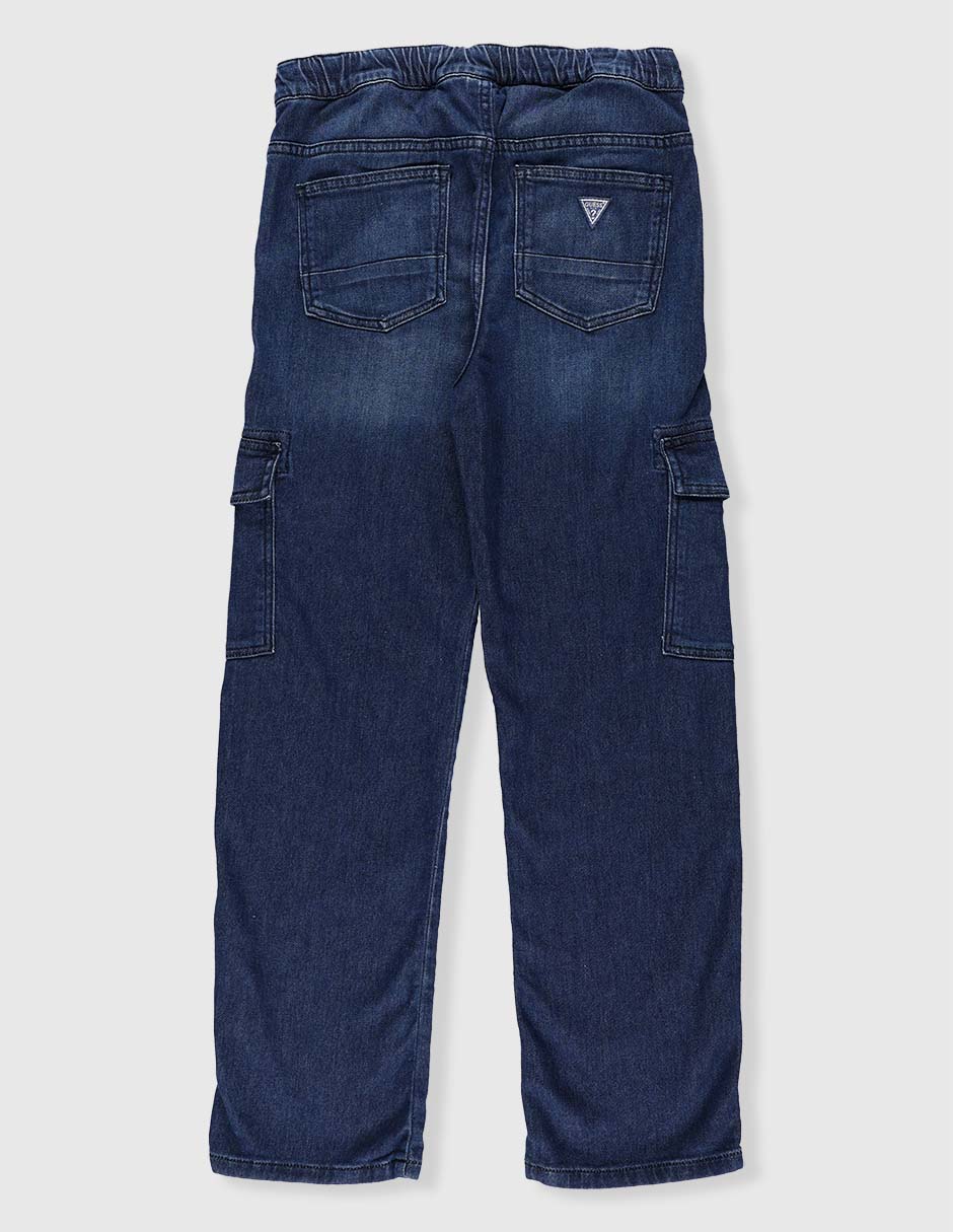 Jeans cargo straight lavado stone wash para niño 2