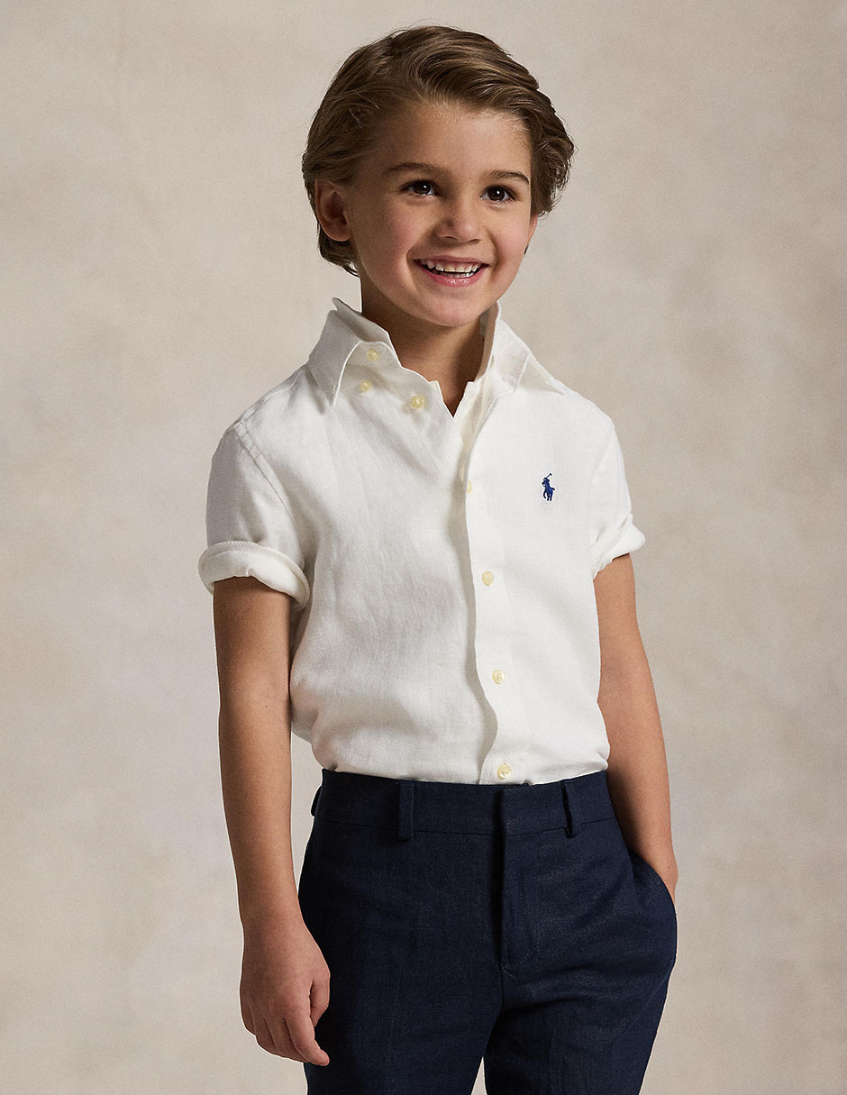 Camisa casual de algodón manga corta para niño Camisa casual de algodón manga corta para niño