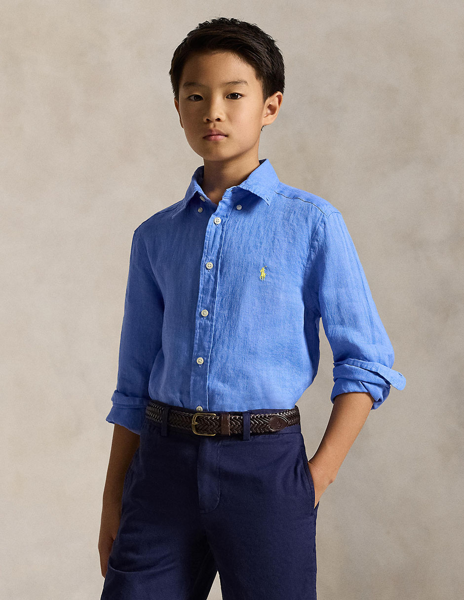 Camisa casual Polo de algodón manga larga para niño