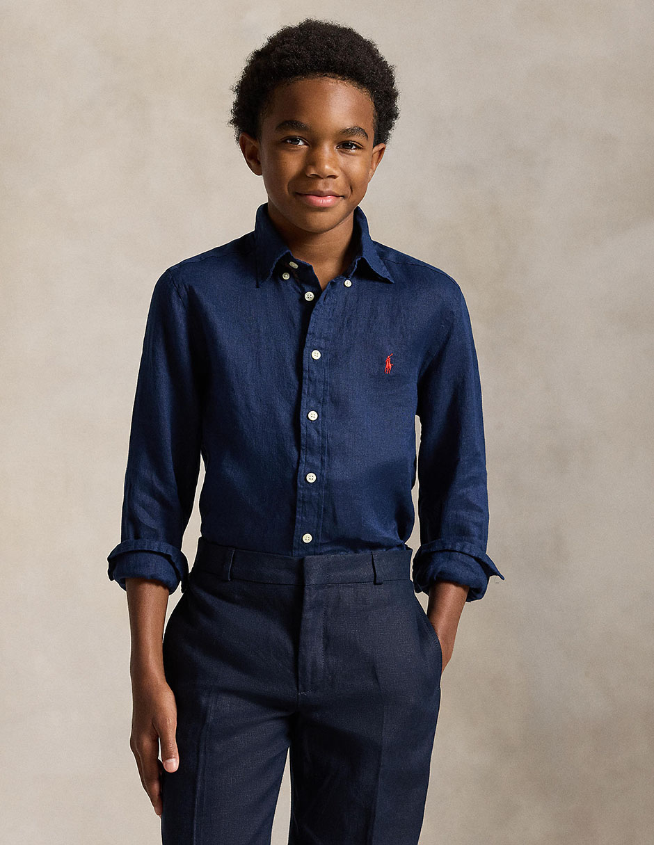 Camisa casual Polo de algodón manga larga para niño Camisa casual Polo de algodón manga larga para niño