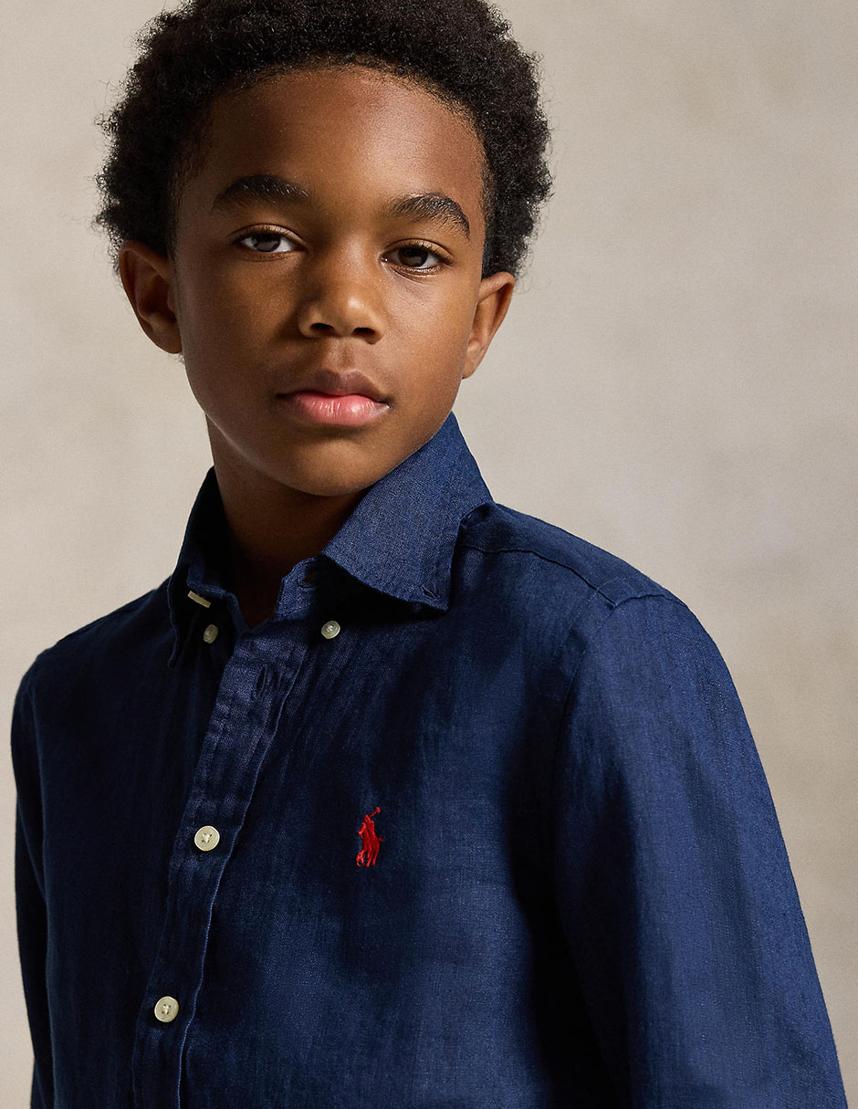 Camisa casual de algodón manga larga para niño 3