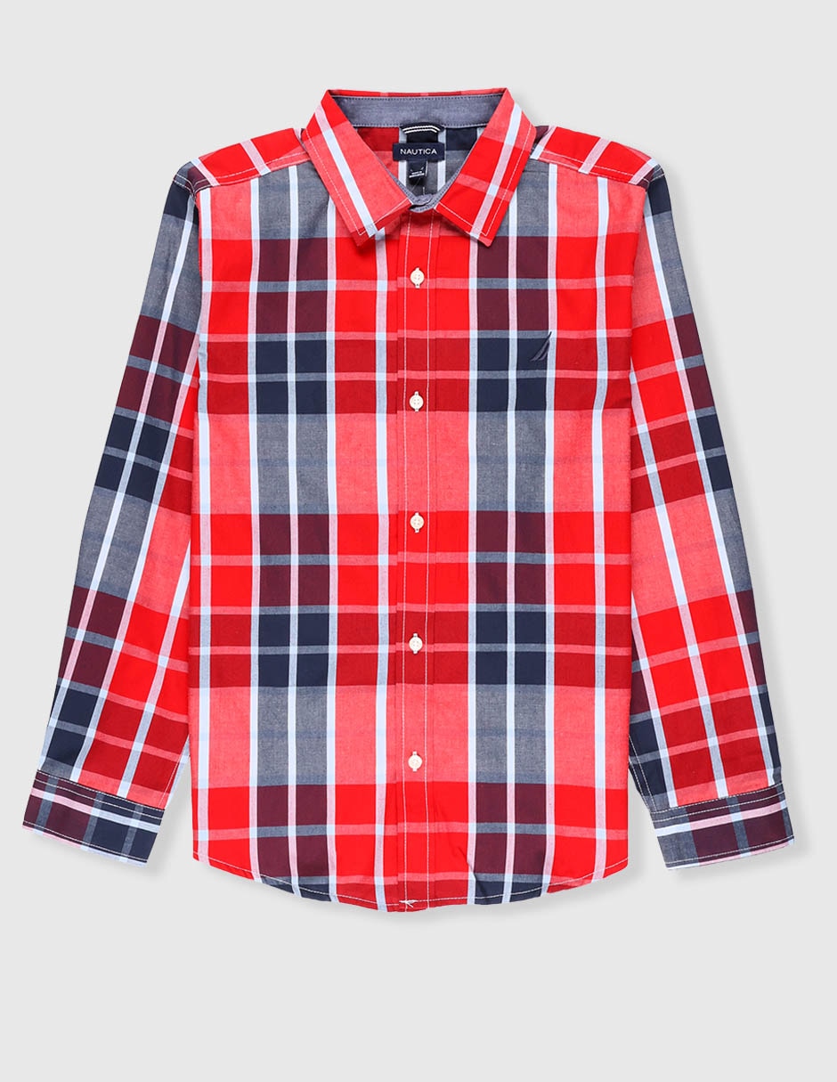 Camisa casual Nautica de algodón manga larga para niño Camisa casual Nautica de algodón manga larga para niño